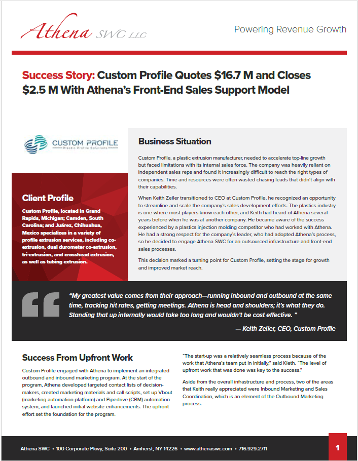 Custom profile case study about Driving Business Development for Plastic Extrusion Custom profile case study about Driving Business Development for Plastic Extrusion